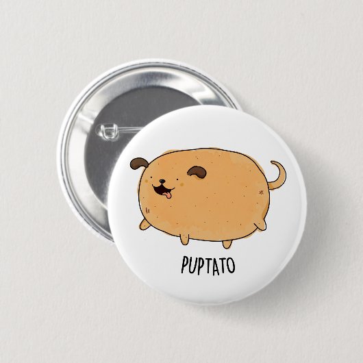 Puptato Funny Puppy Potato Pun Ronde Button 5,7 Cm (Voorkant /achterkant)