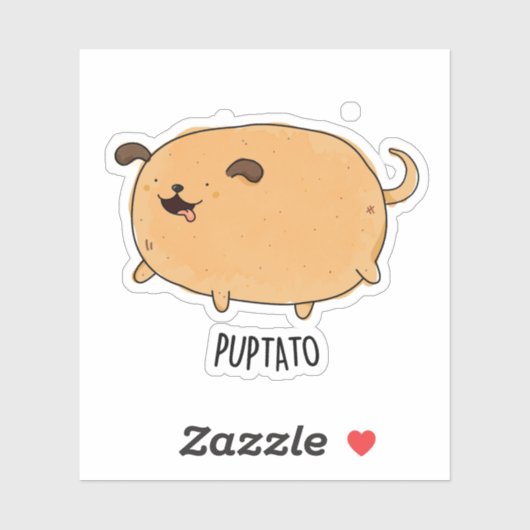 Puptato Funny Puppy Potato Pun Sticker (Vel)