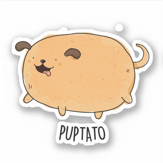 Puptato Funny Puppy Potato Pun Sticker (Voorkant)
