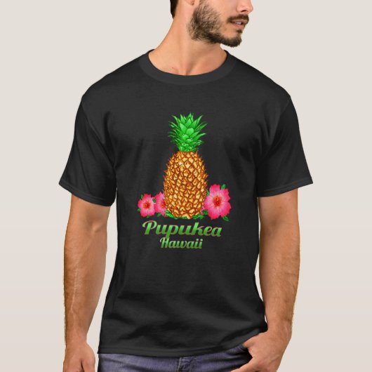 Pupukea Hawaii Ananas Bloemen T-shirt (Voorkant)