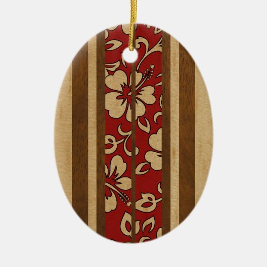 Pupukea  Hawaiian Faux Surfboard Keramisch Ornament (Voorkant)