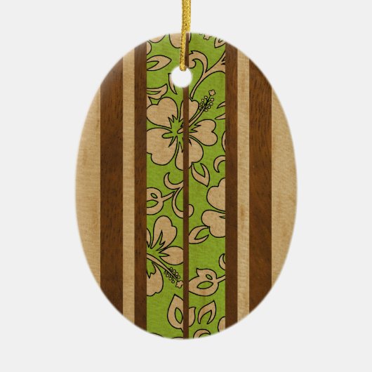 Pupukea Hawaiian Faux Surfboard Keramisch Ornament (Voorkant)