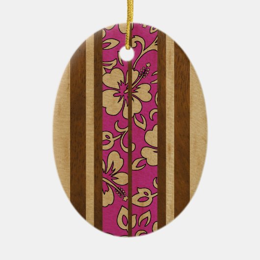 Pupukea Hawaiian Faux Surfboard Keramisch Ornament (Voorkant)