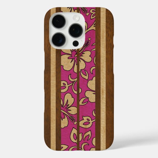 Pupukea  Hawaiian Faux Wood Surfboard Roze Case-Mate iPhone Case (Achterkant)
