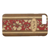 Pupukea  Hawaiian Monogram Faux Wood Surf Case-Mate iPhone Case (Achterkant (Horizontaal))