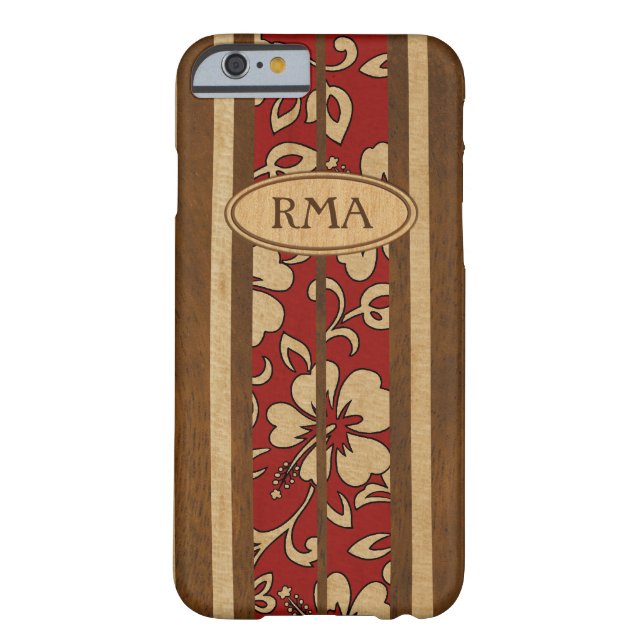 Pupukea  Hawaiian Monogram Faux Wood Surf Case-Mate iPhone Case (Achterkant)