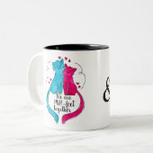 Pur-fect Samen, Heldere Waterverf Katten, Namen, Tweekleurige Koffiemok (Voorkant links)