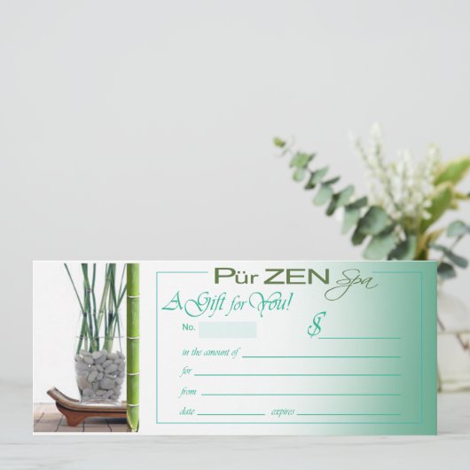 Pur Zen (aqua) Cadeaubon (Staand voorkant)