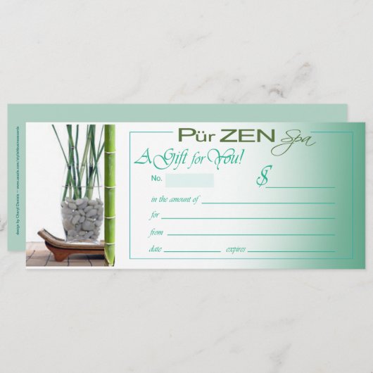 Pur Zen (aqua) Cadeaubon (Voorkant / Achterkant)