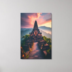 Pura Senja Bali - “Balinese tempel bij zonsonderg Canvas Afdruk