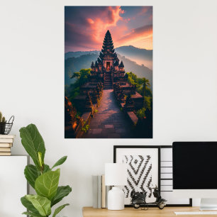 Pura Senja Bali - “Balinese tempel bij zonsonderg Poster