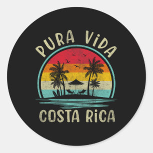 Pura Vida Beach Costa Rica Palmboom Familie Zomer Ronde Sticker