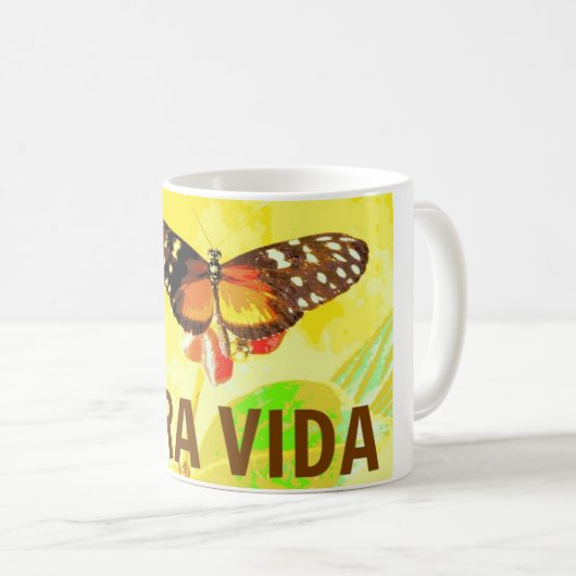 Pura Vida Butterfly Costa Rica Souvenir Mok (Voorkant rechts)