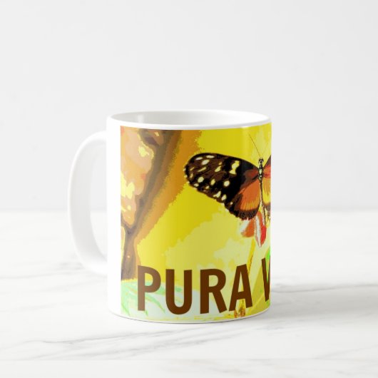 Pura Vida Butterfly Costa Rica Souvenir Mok (Voorkant links)