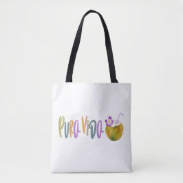 Pura Vida Coconut Costa Rica Beach Tote Bag