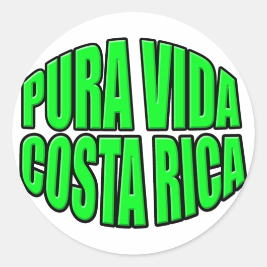 Pura Vida Costa Rica Groene Cirkel Ronde Sticker (Voorkant)