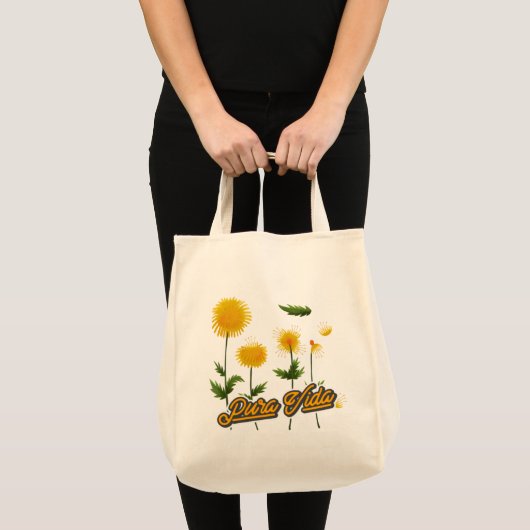 Pura Vida Costa Rica Motto Floral Tote Bag (Voorkant (product))