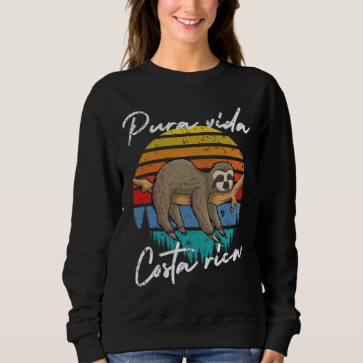 Pura Vida Costa Rica Schattige Sleepy Sloth Fun Trui (Voorkant)
