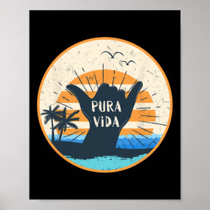 Pura Vida Costa Rica Shaka Gebaar Surfen Surfer Gi Poster