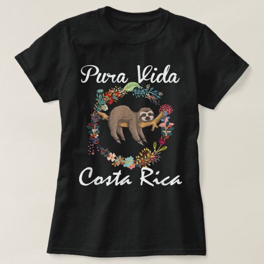 Pura Vida Costa Rica Sloth Surfing Sleepy Summer V T-shirt (Design voorkant)