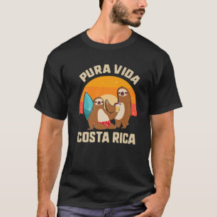 Pura Vida Costa Rica Sloth Surfing Sleepy Summer V T-shirt