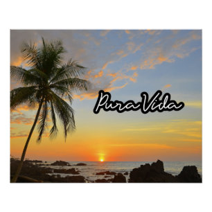 Pura Vida Costa Rica Sunset Beach Art Print Perfect Poster