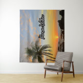 Pura Vida Costa Rica Sunset Beach Tapestry Wandkleed (In situ)