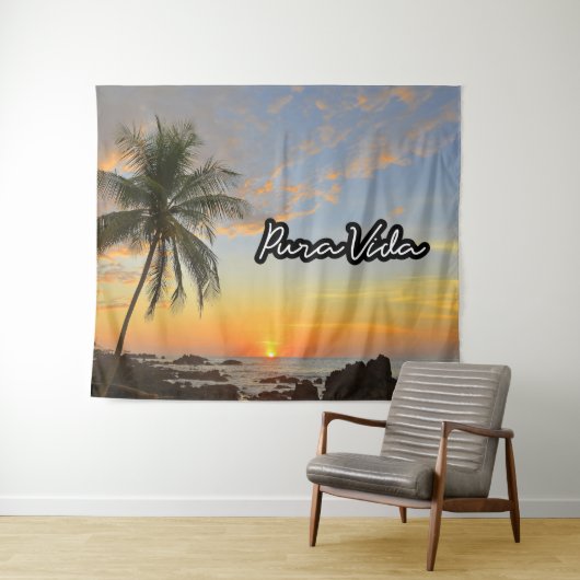 Pura Vida Costa Rica Sunset Beach Tapestry Wandkleed (In Situ (horizontaal))