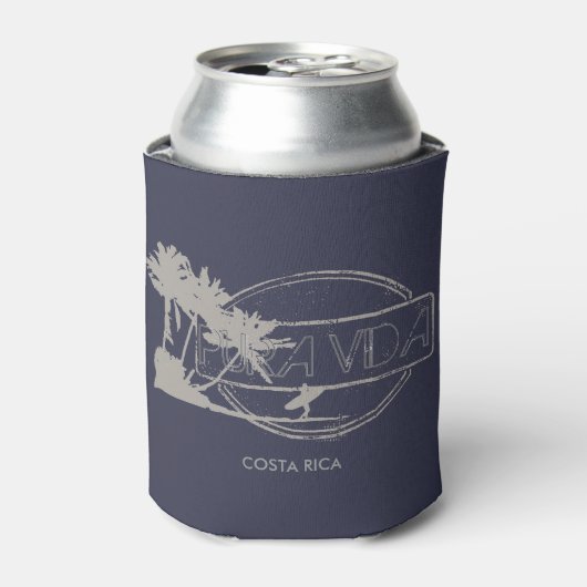 Pura Vida Costa Rica Surfen Surfer bier Blikjeskoeler (Blikje Voorkant)