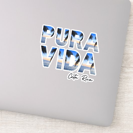 Pura Vida Costa Rica Tropical Beach Sticker (Detail)