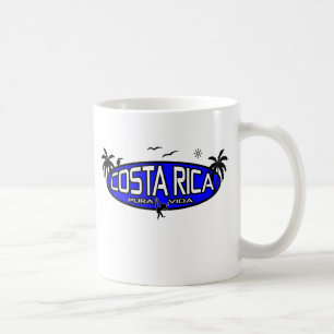 Pura Vida Costa Rica - Tropische ovaal - Blauw Koffiemok