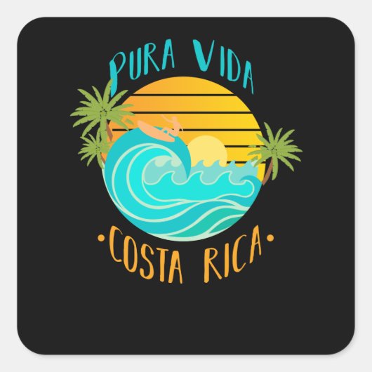 Pura Vida Costa Rica Vierkante Sticker (Voorkant)