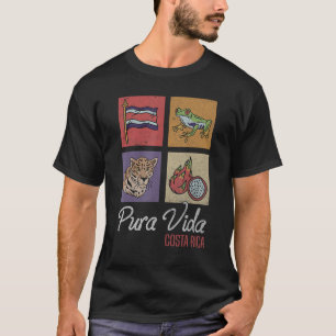 Pura Vida Costa Rica Vlag, Tropische Kikker & Tijg T-shirt