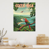 Pura Vida Groeten: Costa Rica Vintage Poster (Keuken)