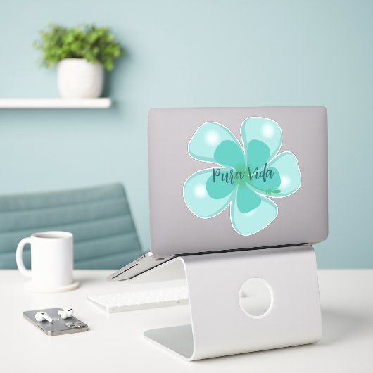 Pura Vida Hibiscus op maat gesneden vinyl Sticker (Laptop op bureau)