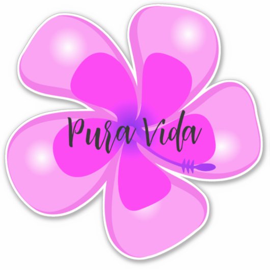 Pura Vida Hibiscus op maat gesneden vinyl Sticker (Voorkant)