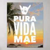 Pura Vida Mae Shaka Sign Costa Rica Sunset Poster (Voorkant)