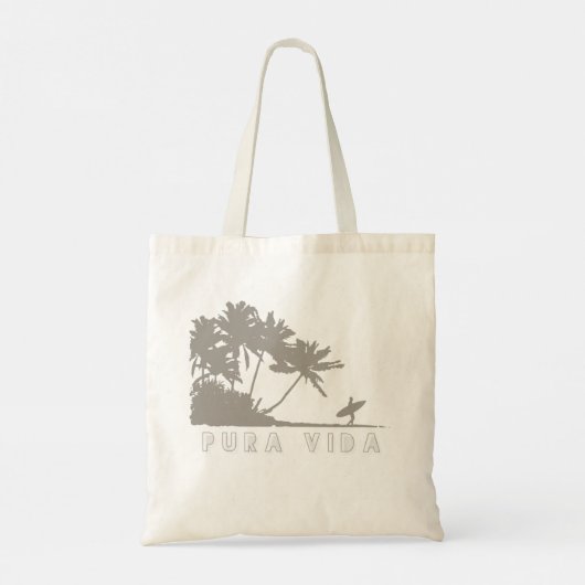 Pura Vida Palm Tree Surfers Costa Rica Tote Bag (Achterkant)