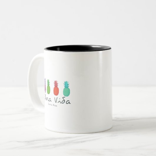 Pura Vida Pineapple Costa Rica Coffee Tweekleurige Koffiemok (Voorkant links)