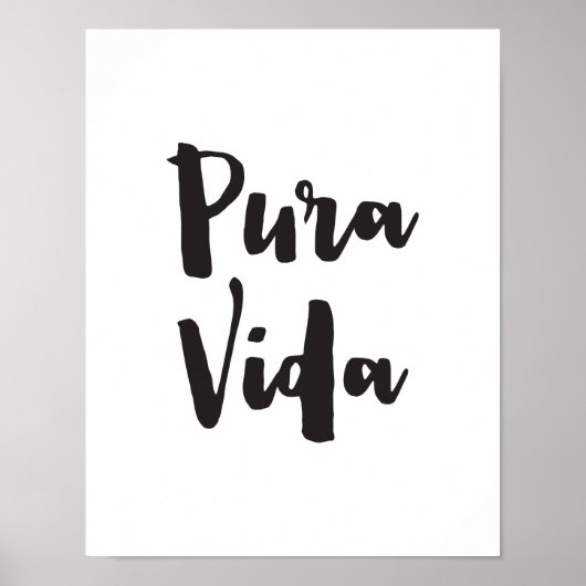 Pura Vida, Quote Art Print, Typografie Poster (Voorkant)