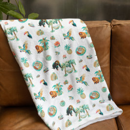 Pura Vida | Schattige geïllustreerd Costa Rica Fleece Deken