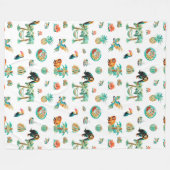 Pura Vida | Schattige geïllustreerd Costa Rica Fleece Deken (Voorkant (Horizontaal))