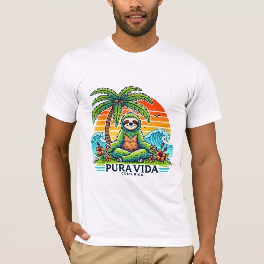 Pura Vida Sloth mediteren 01 T-shirt (Voorkant)