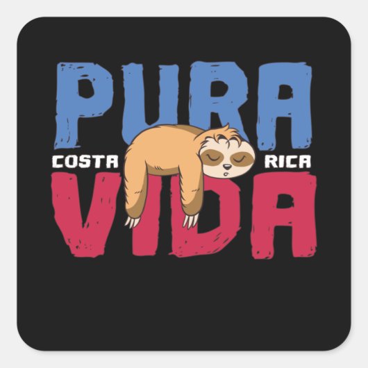 Pura Vida Sloth Vierkante Sticker (Voorkant)