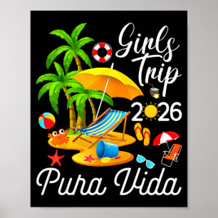 Pura vida strand costa rica zomer tropisch meisjes poster
