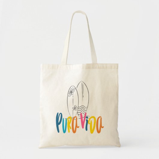 Pura Vida Surfboard Costa Rica Beach Tote Bag (Voorkant)