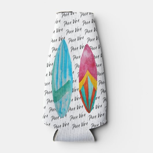 Pura Vida Surfboard Costa Rica Bier Flesjeskoeler (Voorkant)