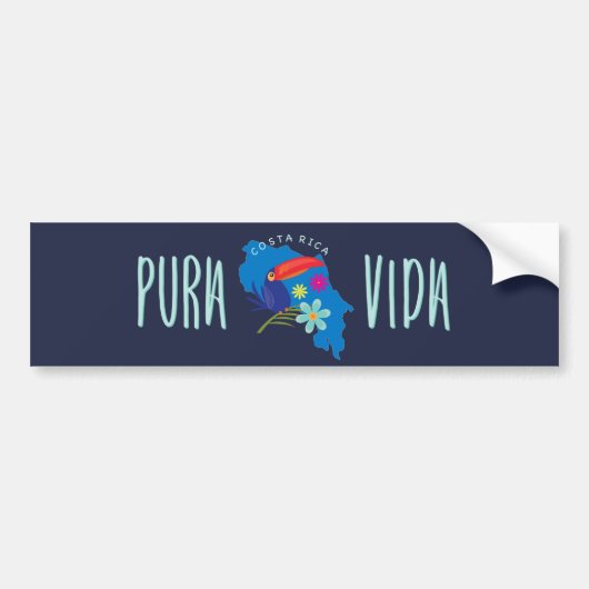 Pura Vida Toucan Costa Rica Bumper Bumpersticker (Voorkant)