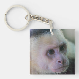 Pura vida voor kapucijnaapje met witte bodem sleutelhanger