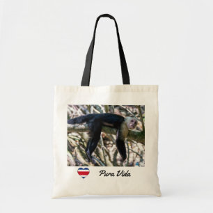 Pura vida voor kapucijnaapje met witte bodem tote bag